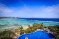 Overlook of a Infinity pool on a tropically island